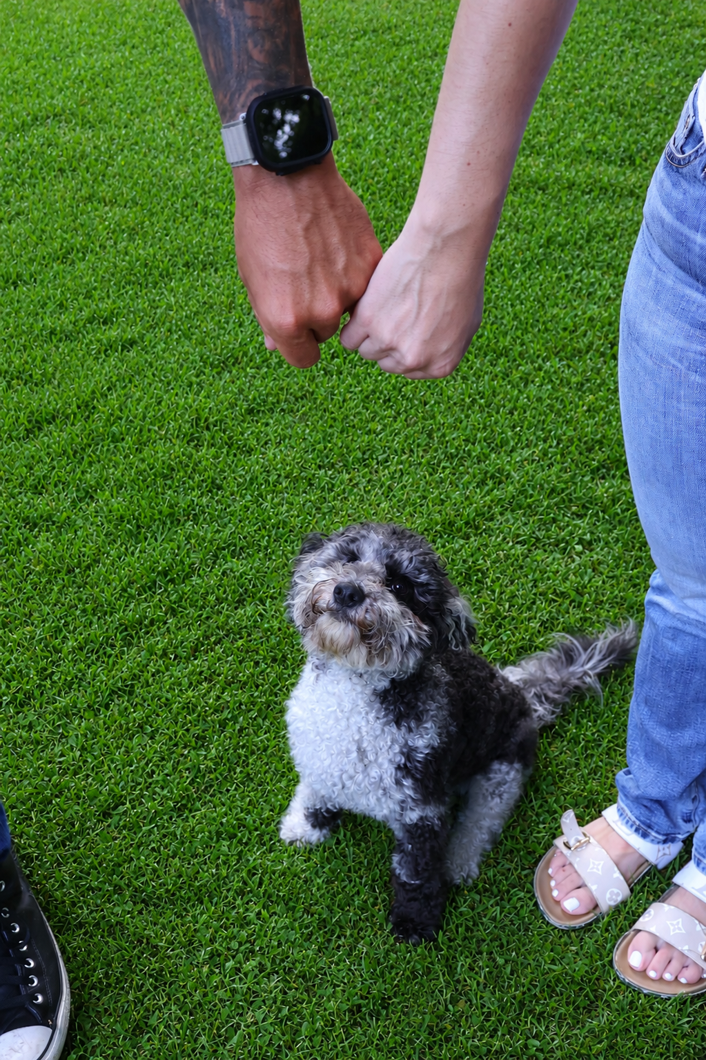 Sweet moment with couple and their dog at Root & Rise, South Jersey