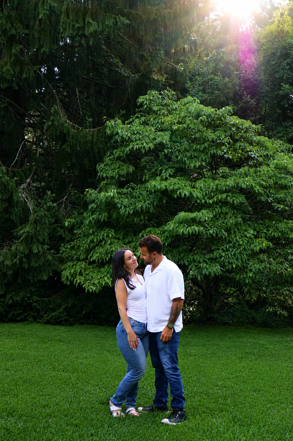 Couple portrait session in golden hour light at Root & Rise, Medford NJ