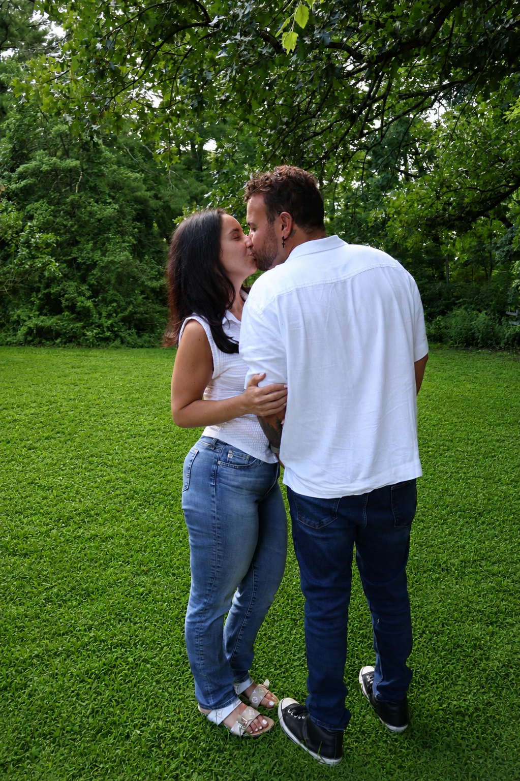 Romantic couples session under the trees at Root & Rise, Medford NJ